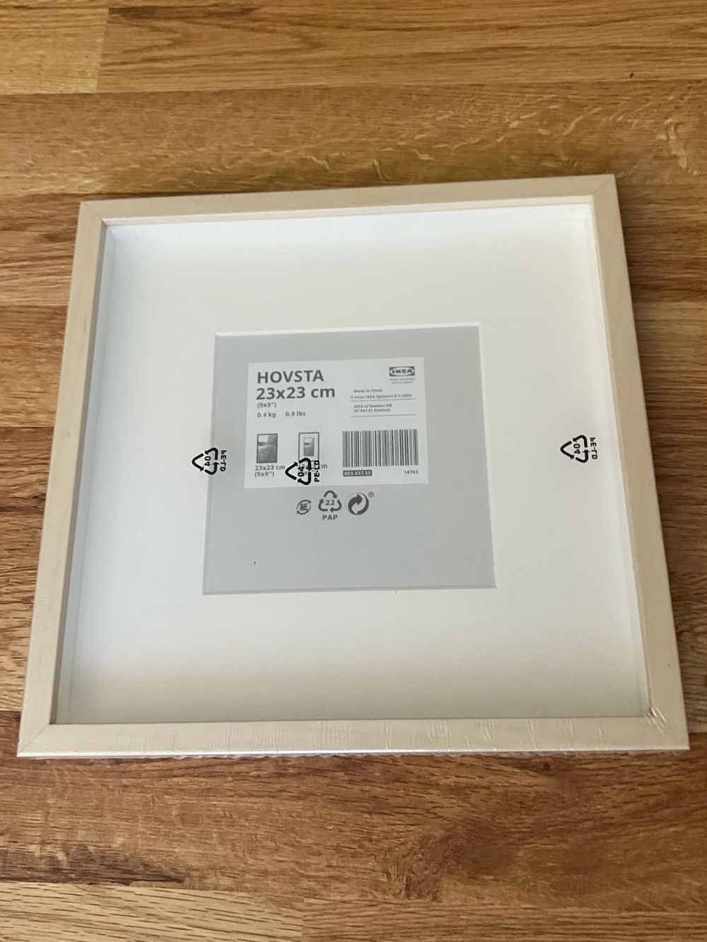 IKEA HOVSTA 9x9 Picture Frame in White and Natural Wood